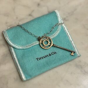 Tiffany & Co. .925 Silver Atlas Key Large Pendant Necklace